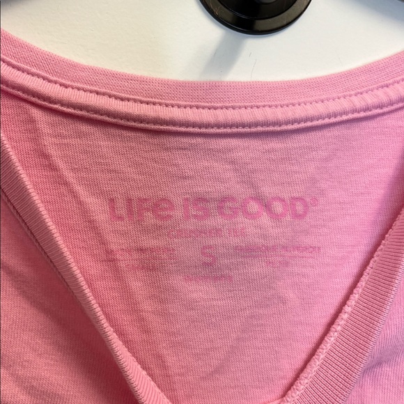 Life is Good Pink Tee Shirt with a Golden Retriever - Picture 6 of 6